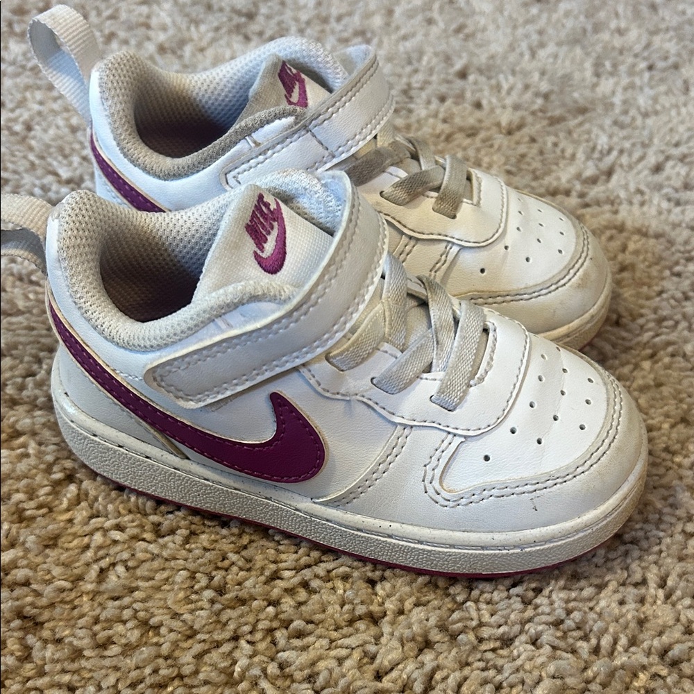 Nike Kids White and Pink Sneakers